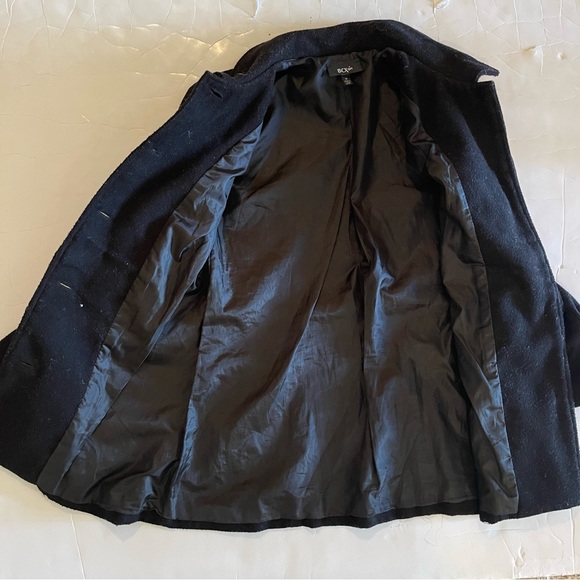 Black Button-front Felt Satin Lined Girls Midi Jacket - Picture 6 of 9